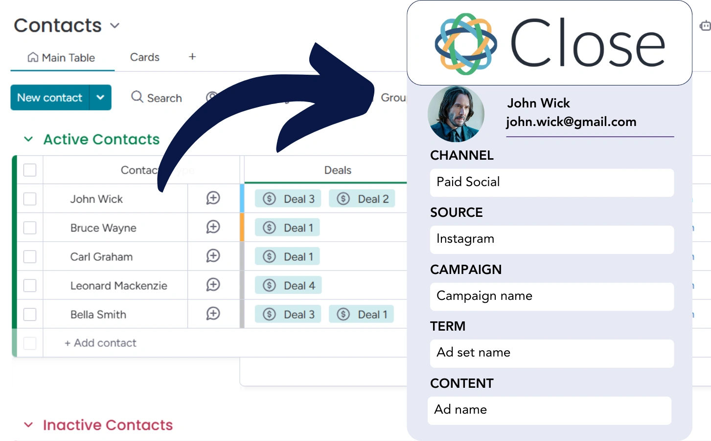 Lead source tracking Close CRM