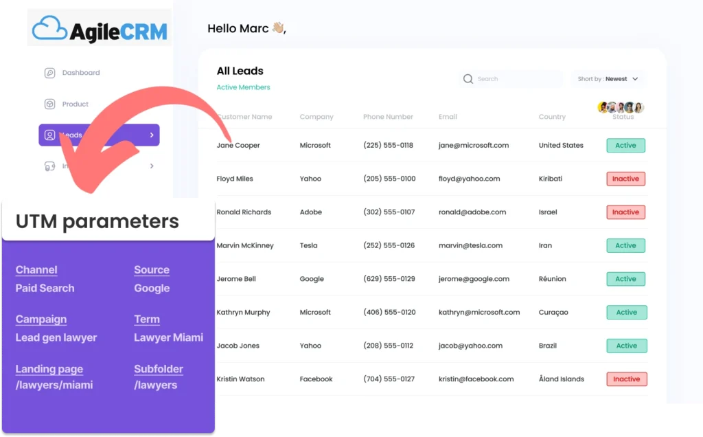 Capture UTM parameters into Agile CRM