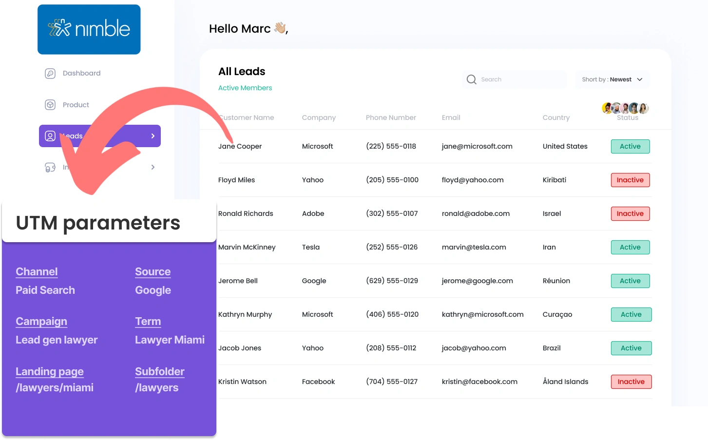 Capture UTM parameters into Nimble