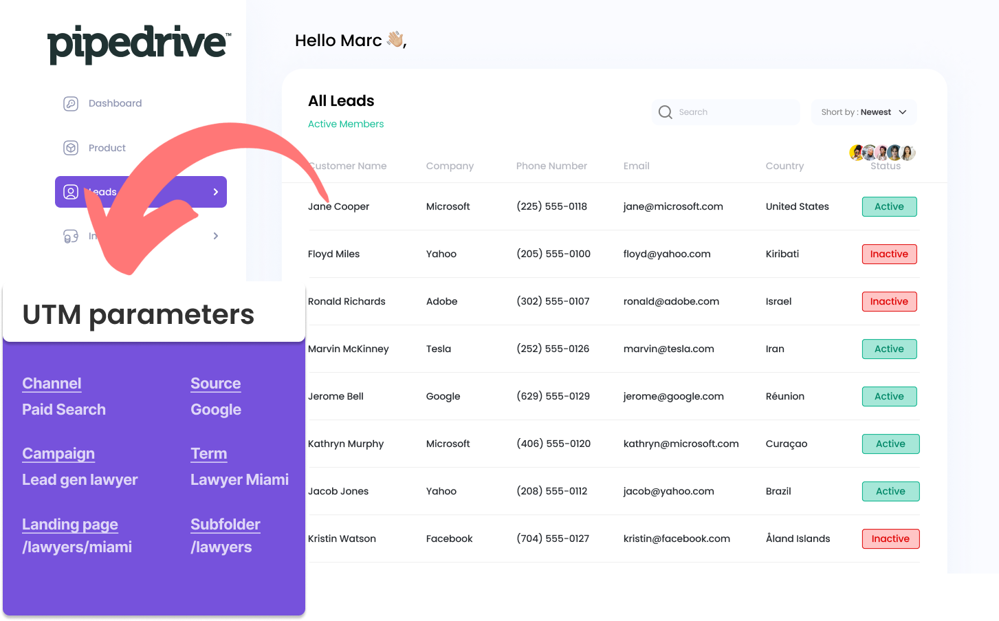 Capture UTM parameters into Pipedrive