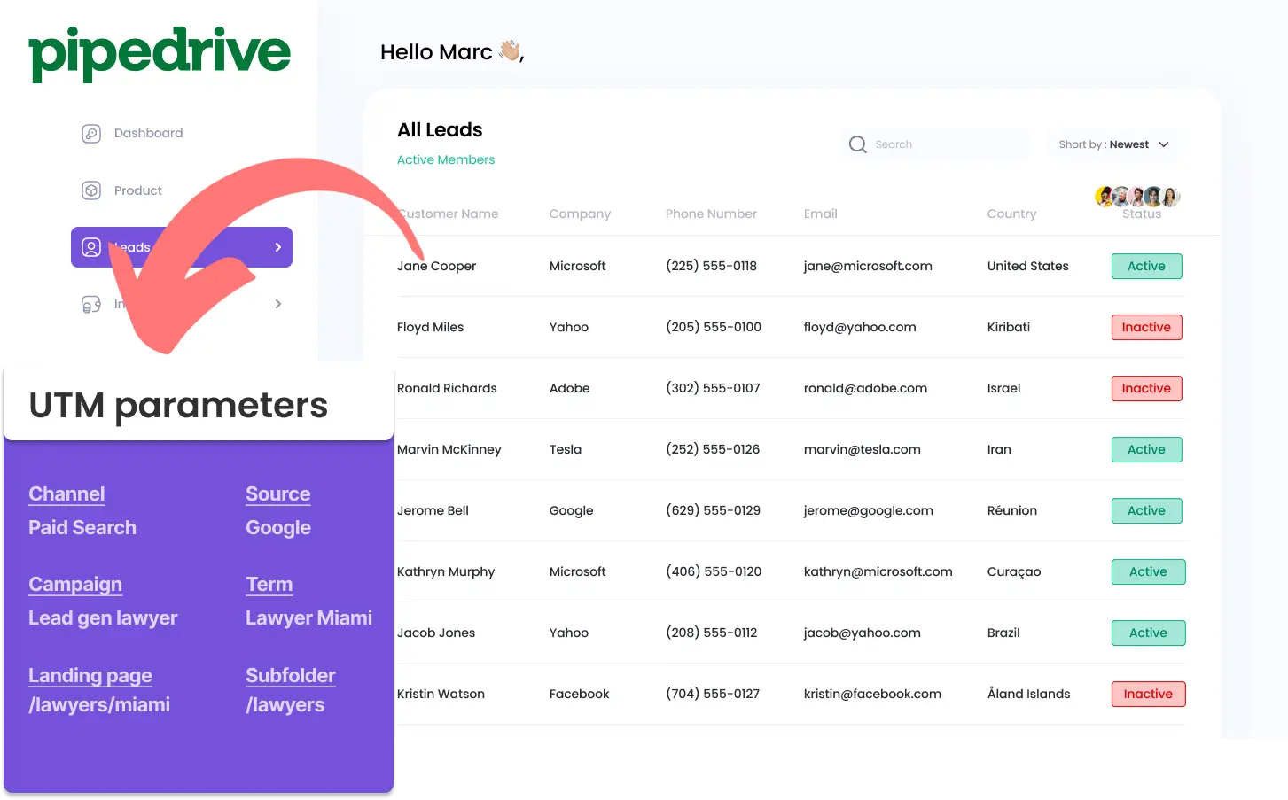 Capture UTM parameters into Pipedrive