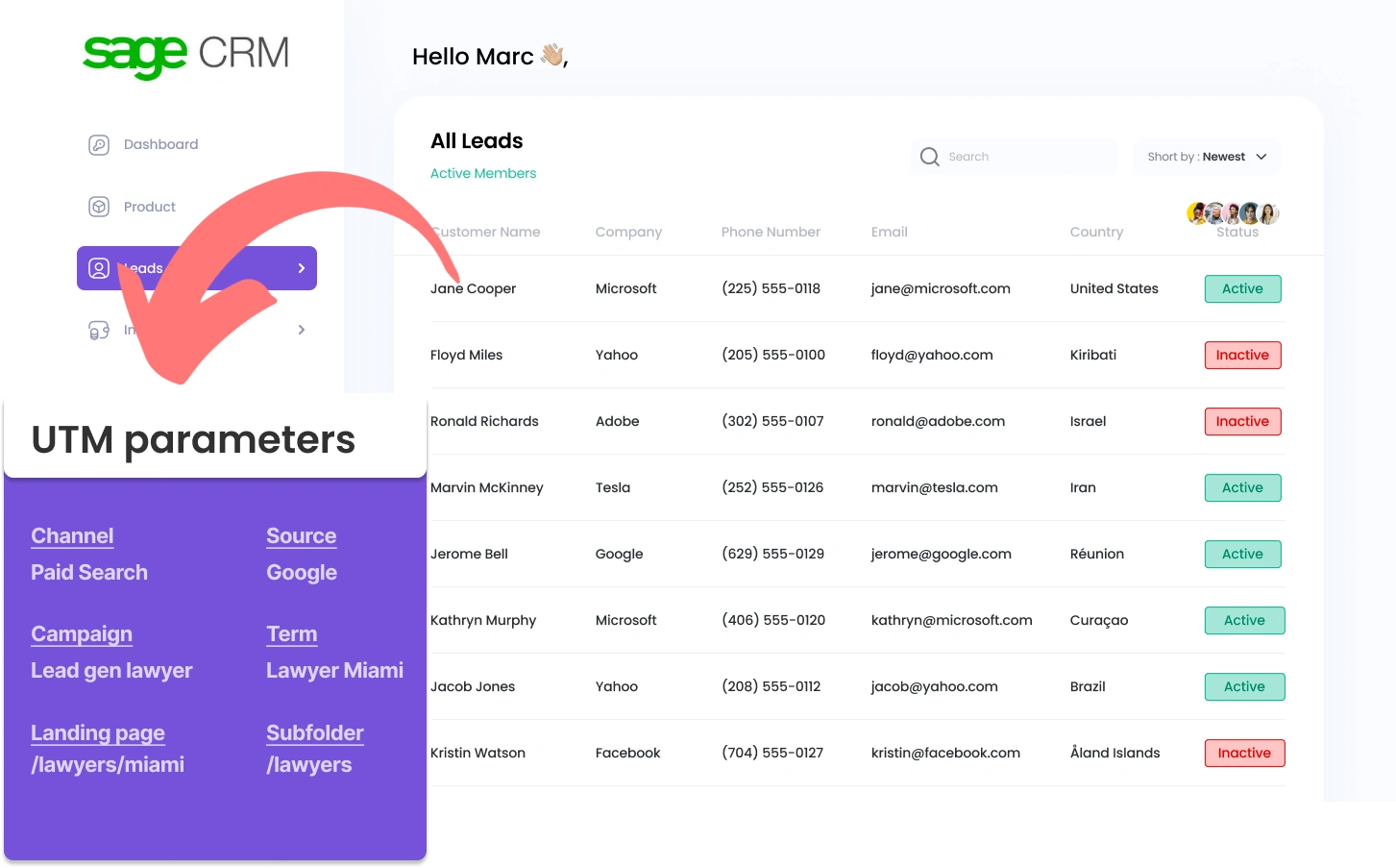 Capture UTM parameters into Sage CRM