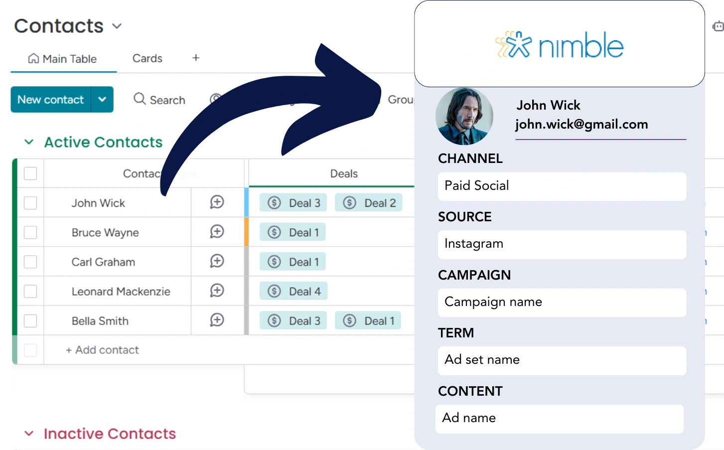 Lead source tracking Nimble CRM