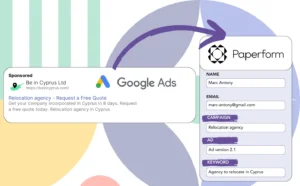 Track Google Ads data in Paperform