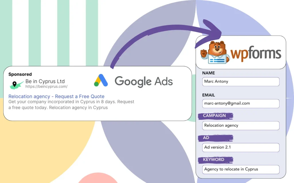 Track Google Ads data in WPForms