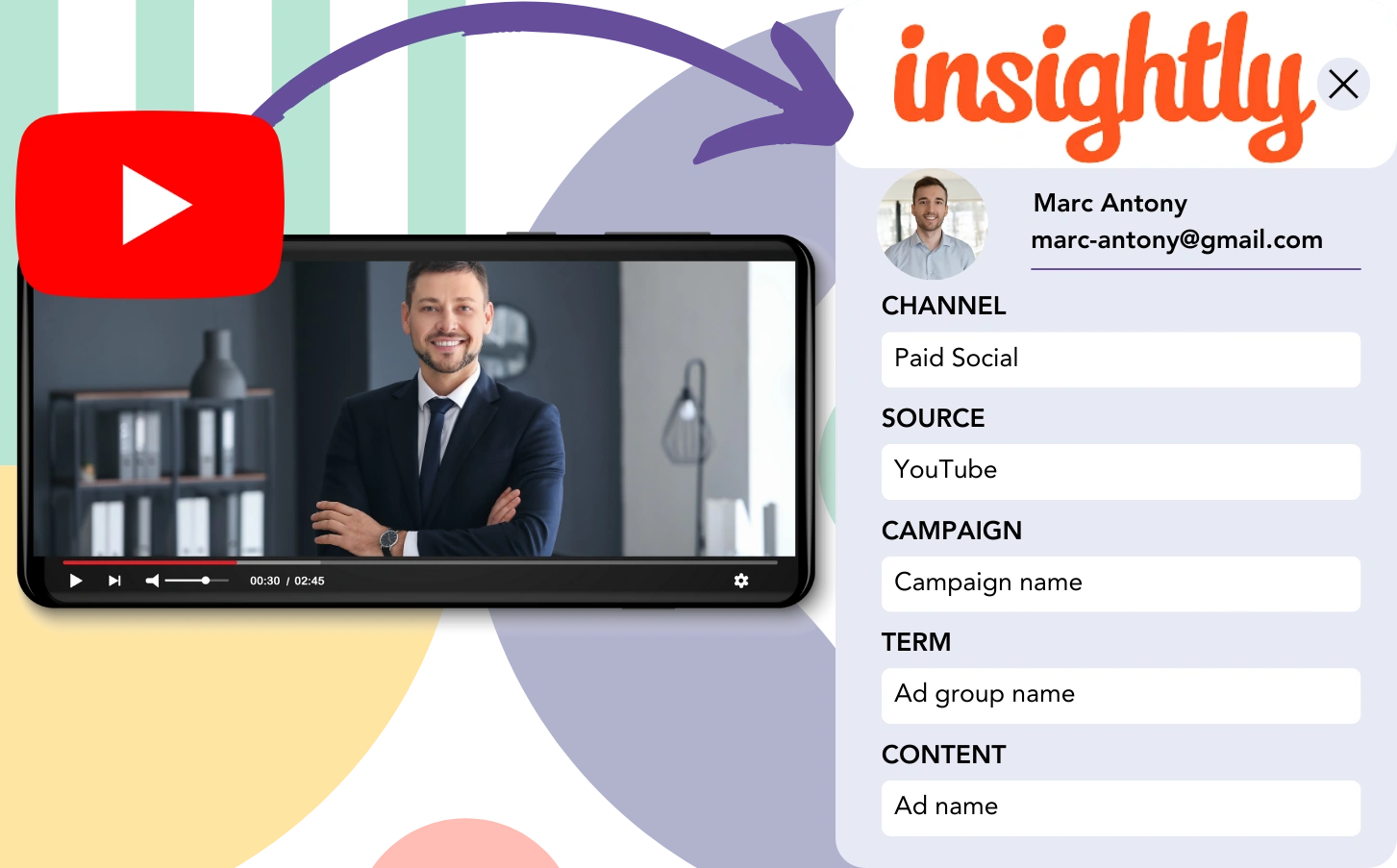 Track YouTube Ads data in Insightly