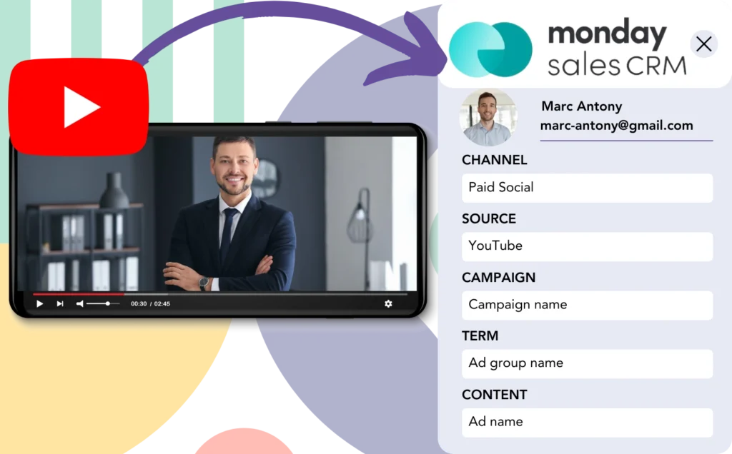 Track YouTube Ads data in Monday Sales CRM