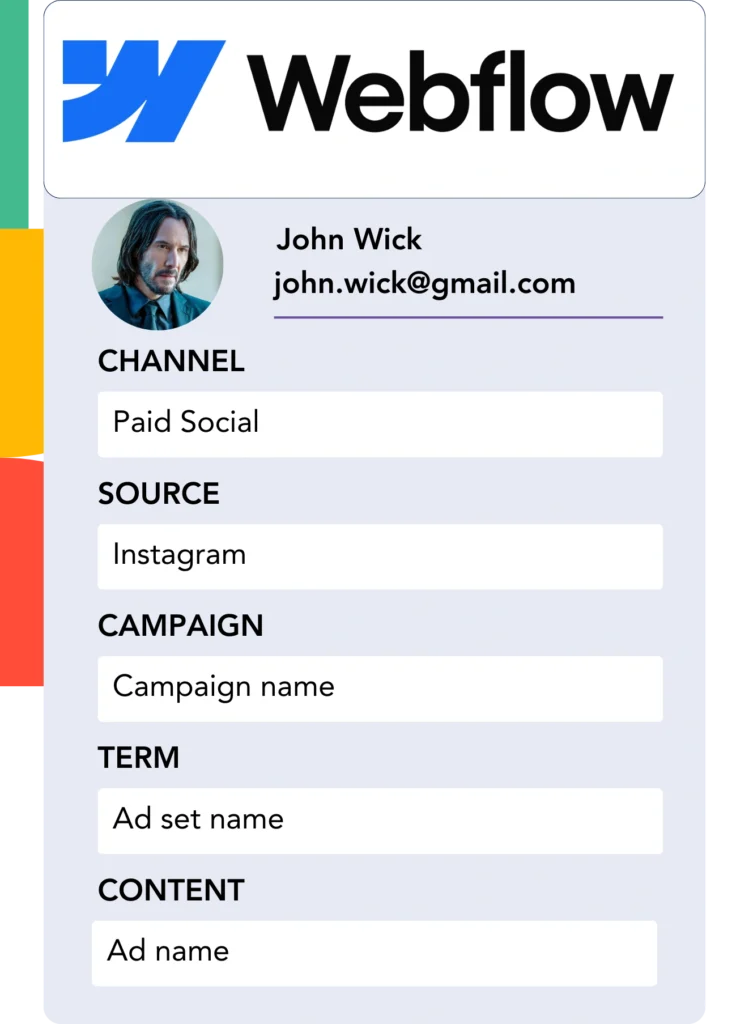 Lead source data Webflow