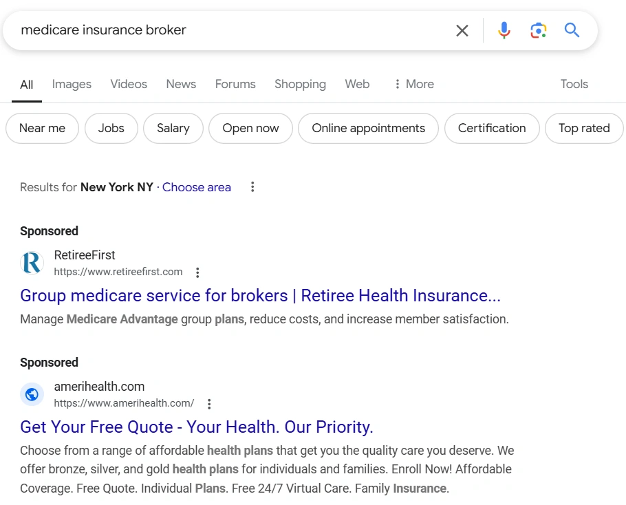 Medicare leads - Google Ads